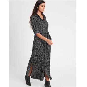 NWT BanRep Maxi Shirtdress XS Black Dot F740